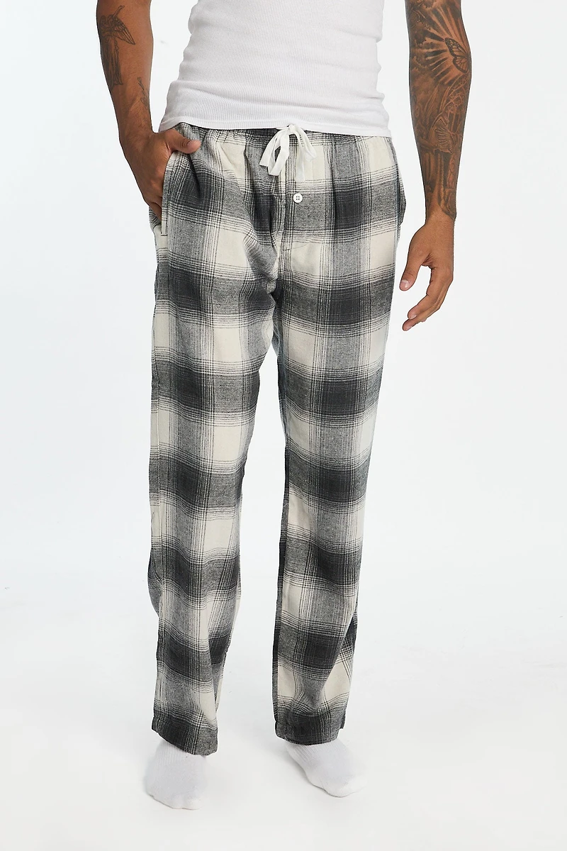 Mens Plaid Classic Pajama Pant - Cream /