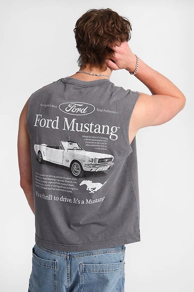 Ford Mustang Graphic Oversized Tank Top - Heather Grey /