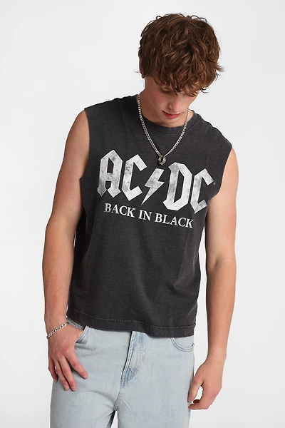 AC/DC Back Black Graphic Oversized Tank Top - /