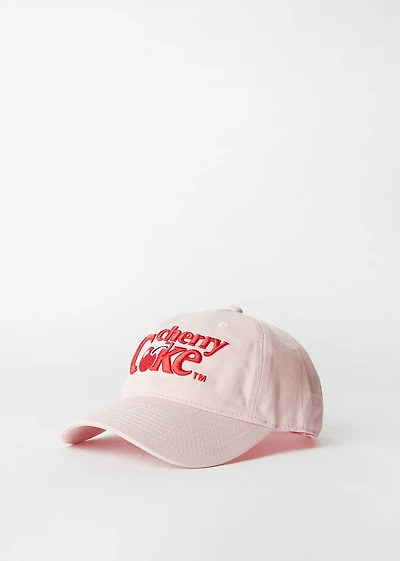Cherry Coke Embroidered Baseball Cap - Light Pink / O/S