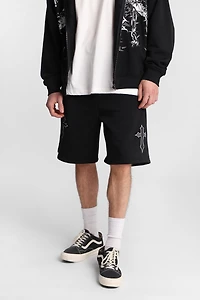 Arsenic Embroidered Cross Fleece Shorts - /
