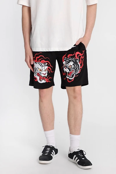 Arsenic Tiger Graphic Mesh Shorts - /