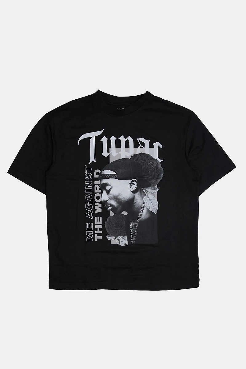 Mens Tupac Oversized T-Shirt - Black /