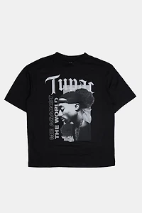 Mens Tupac Oversized T-Shirt - Black /