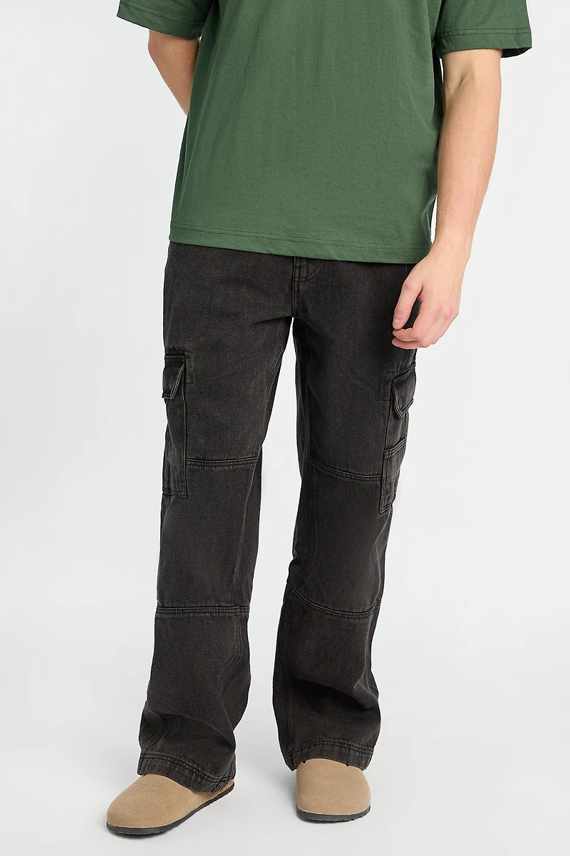 Carpenter Style Black Cargo Jeans - /