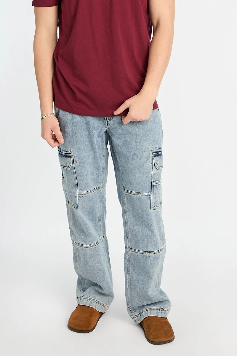 Carpenter Style LSW Cargo Jeans - Light Denim Blue /