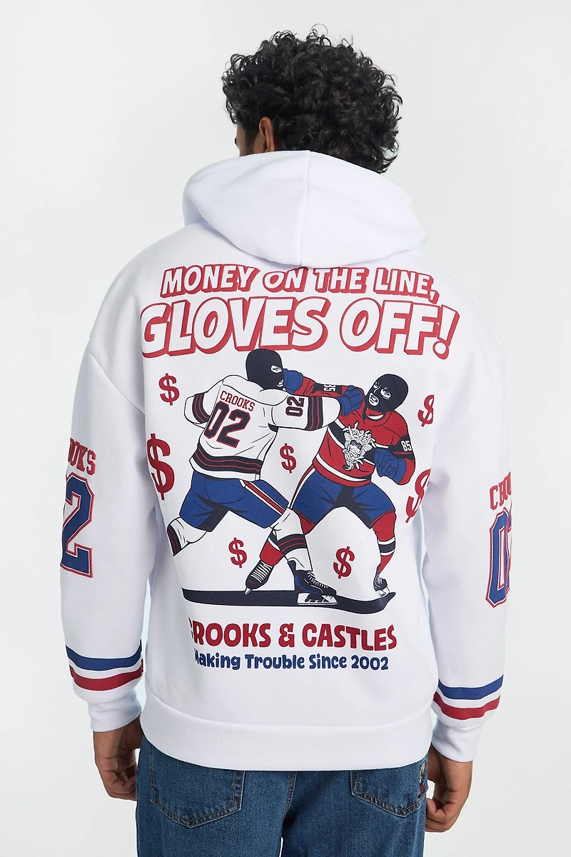 Mens Crooks & Castles Hockey Zip-Up Hoodie - White /