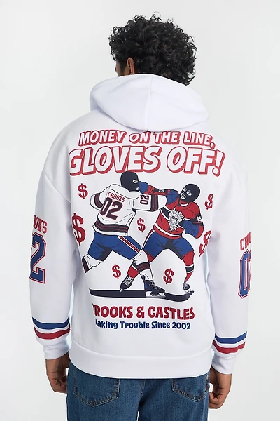 Mens Crooks & Castles Hockey Zip-Up Hoodie - White /