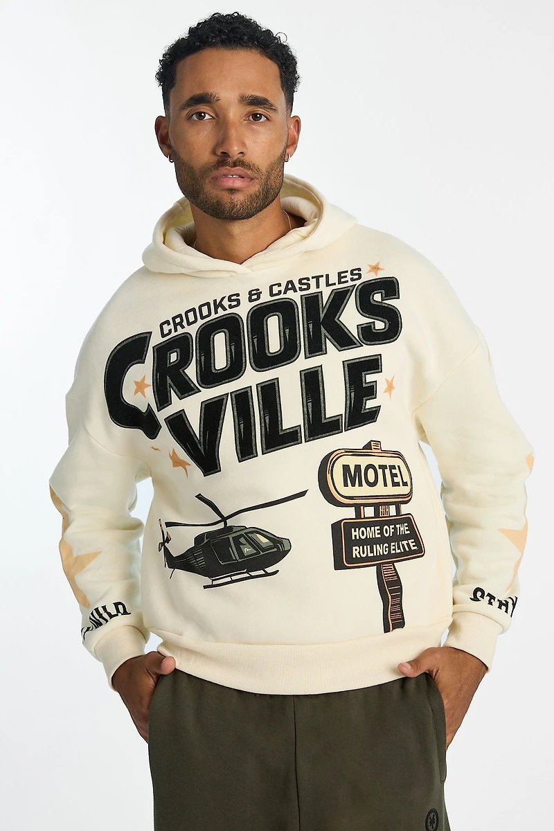 Mens Crooks & Castles Crooksville Hoodie - Natural /