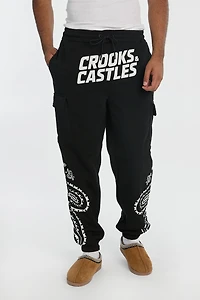 Mens Crooks & Castles Racing Cargo Sweatpant - Black /