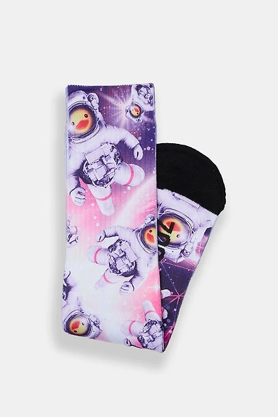 Zoo York Astronaut Ducks Printed Crew Socks - Purple / O/S