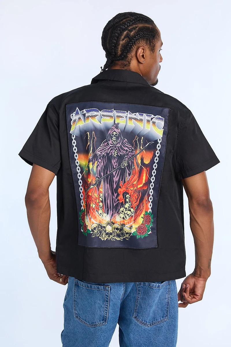 Arsenic Mens Burning Reaper Twill Button-Up - /