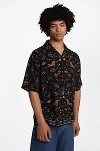 Arsenic Jungle Print Button-Up Shirt - Black /