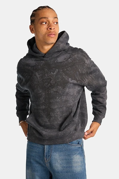 Arsenic Cross Washed Boxy Hoodie - Dark Grey /