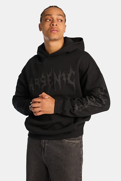 Arsenic Metallic Skull Boxy Hoodie - Black /