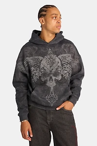 Arsenic Skull & Wings Washed Boxy Hoodie - /
