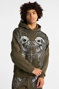 Arsenic Skull Rhinestone Boxy Hoodie - Dark /