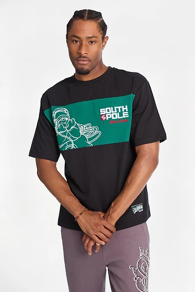 Southpole Legacy Embroidered Colour Block Graphic Tee - /