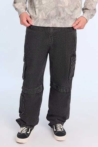 Mens Black Cargo Jeans - /