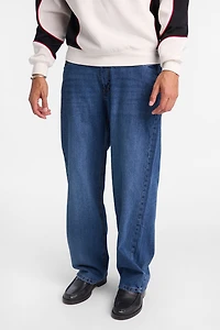 Mens Baggy Dark Stonewash Jeans - Rinse Denim /
