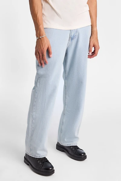 Mens Baggy Light Stonewash Jeans - Denim Blue /