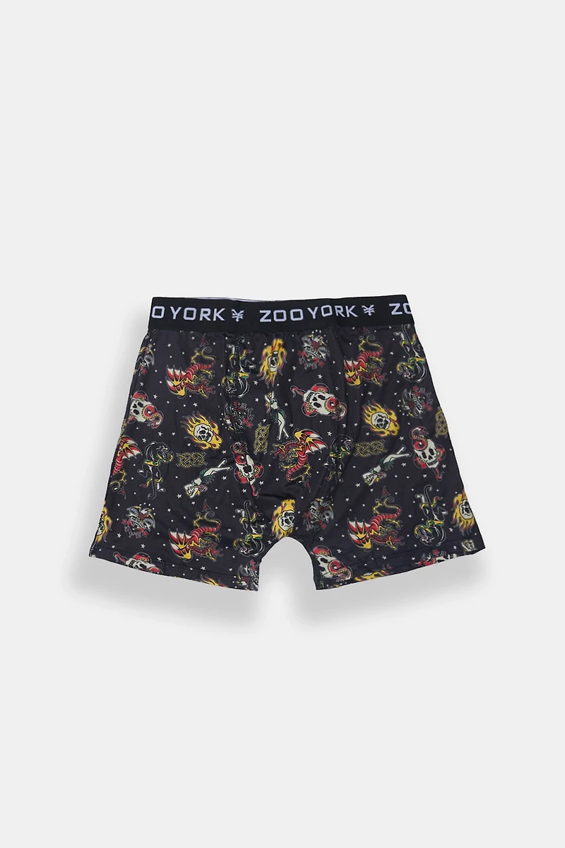 Zoo York Mens Tattoo Print Boxer Brief - Black /