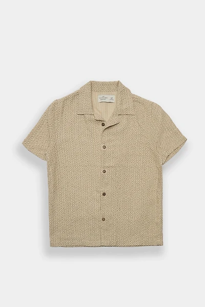 Youth Textured Geometric Button-Up Shirt - Beige /