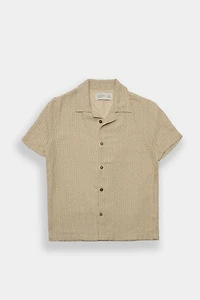 Youth Textured Geometric Button-Up Shirt - Beige /