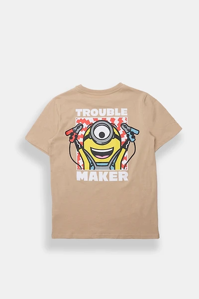 Youth Minions Graphic Tee - Tan /