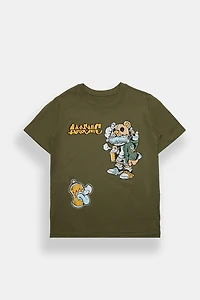 Arsenic Youth Graffiti Artist Bear Graphic Tee - Green /