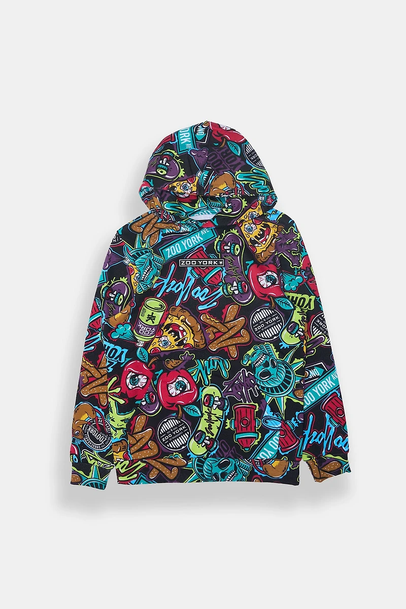 Zoo York Youth Allover Graffiti Print Hoodie - /