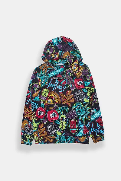 Zoo York Youth Allover Graffiti Print Hoodie - /