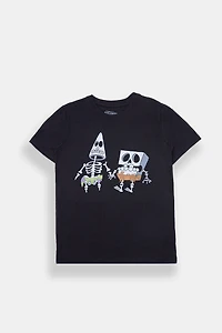 Youth Skeleton SpongeBob & Patrick Graphic T-Shirt - Black /
