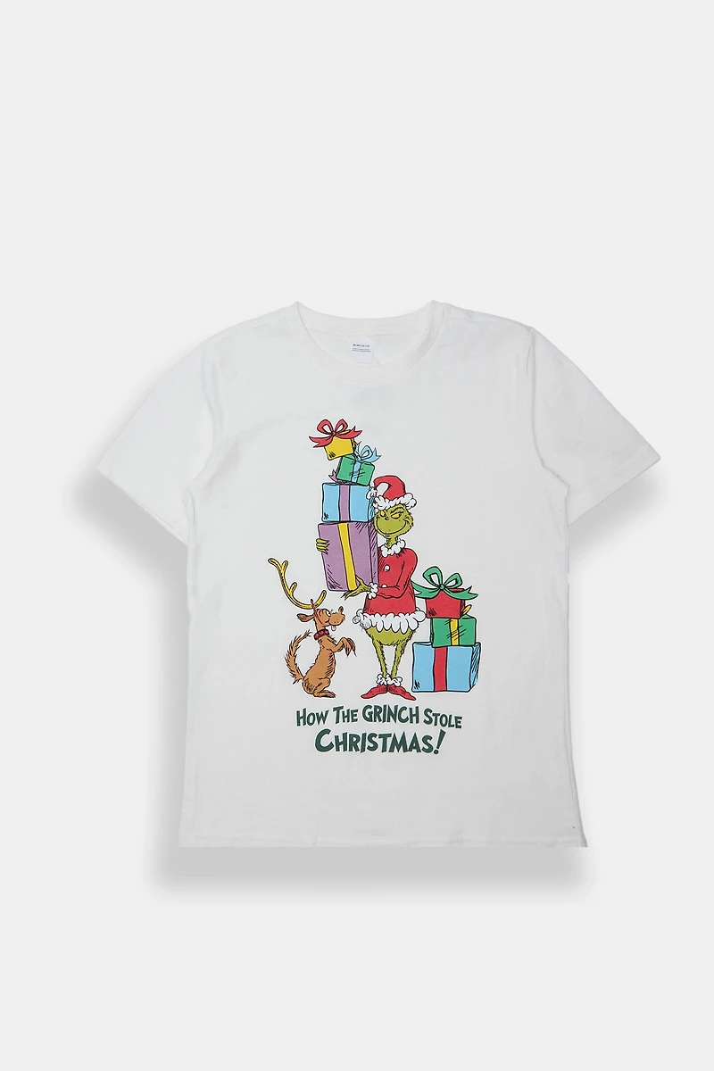 Youth The Grinch Stole Christmas Graphic Tee - White /