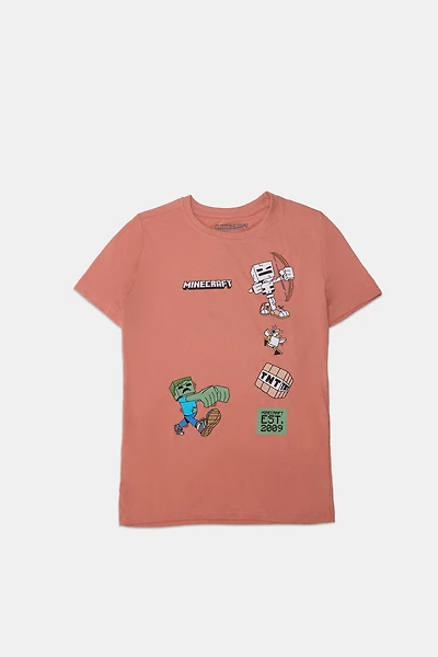 Youth Minecraft Est. 2009 T-Shirt - Coral /