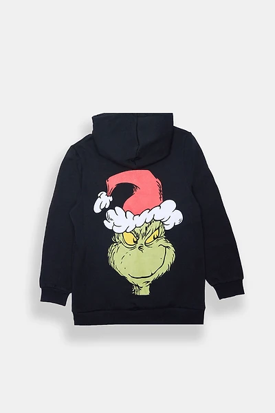 Youth The Grinch Faces Graphic Hoodie - Black /