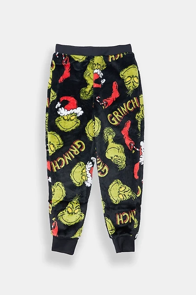Youth The Grinch Graphic Plush Pajama Pant - Black /