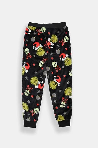 Youth The Grinch Ornaments Plush Pajama Pant - Black /