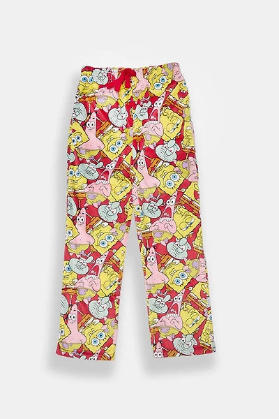 Youth SpongeBob Silky Fleece Pajama Pants - Red /