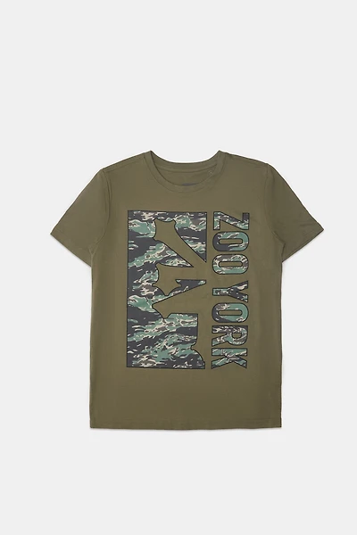 Zoo York Youth Camo Logo T-Shirt - Dark Green /