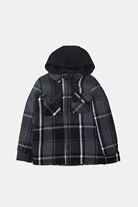 Youth Lined Flannel Hooded Shacket - /