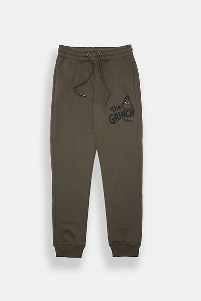Youth The Grinch Graphic Fleece Jogger - Dark Green /
