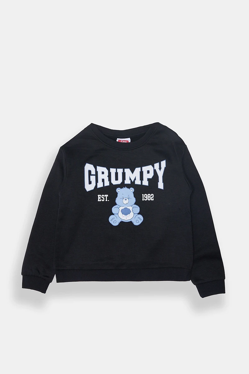 Girls Grumpy Care Bears Graphic Sweatshirt - Black /