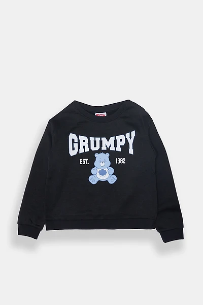 Girls Grumpy Care Bears Graphic Sweatshirt - Black /