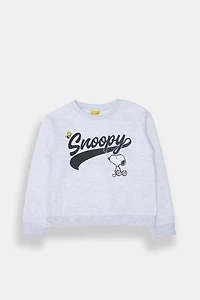 Girls Snoopy Varsity Graphic Sweatshirt - Heather Grey /