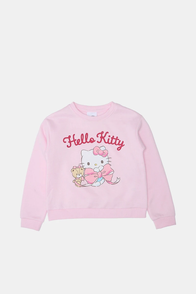 Girls Hello Kitty Graphic Sweatshirt - Light Pink /