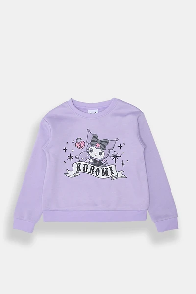 Girls Kuromi Rhinestone Graphic Sweatshirt - Lilac /