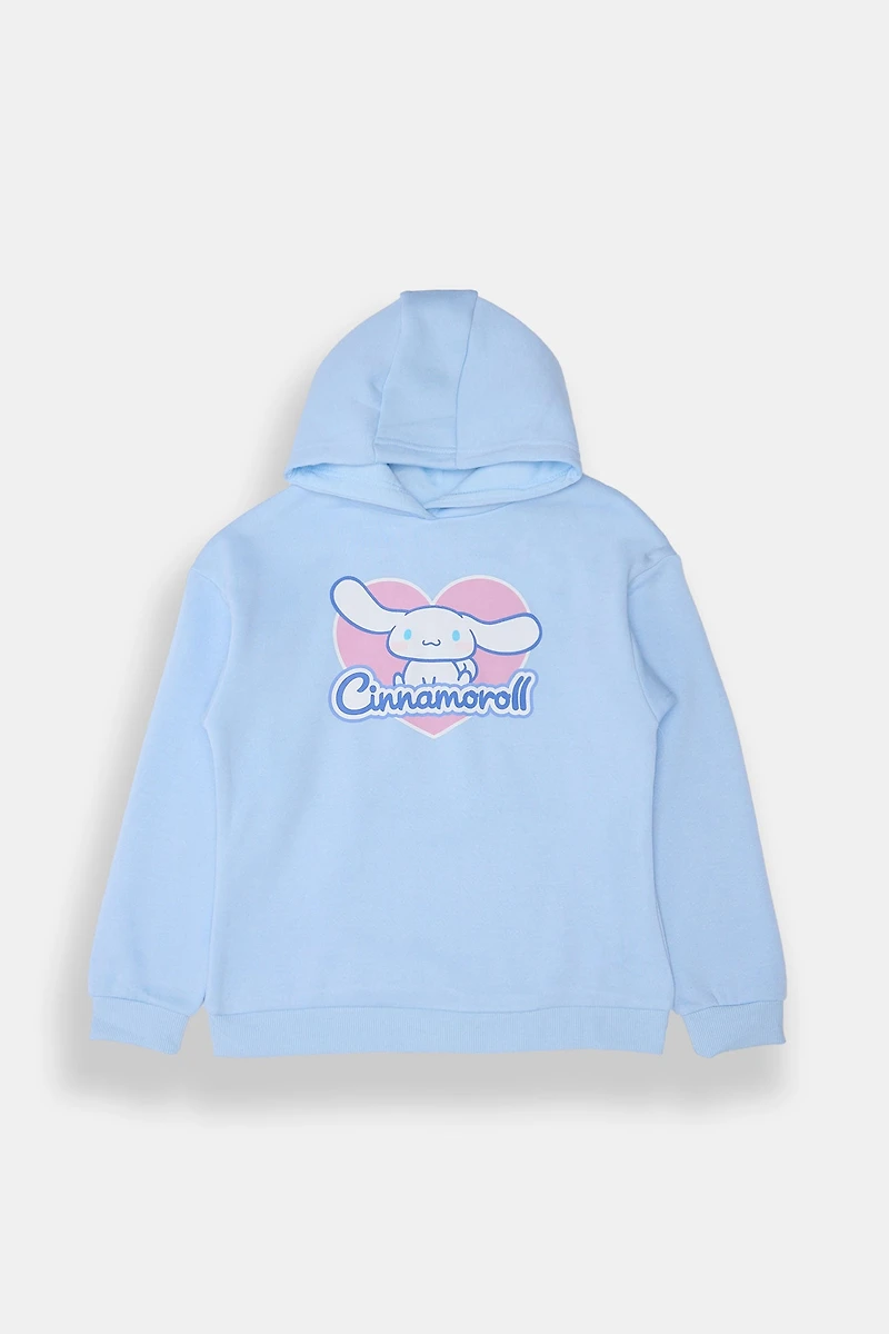 Girls Cinnamoroll Heart Graphic Hoodie - Light Blue /
