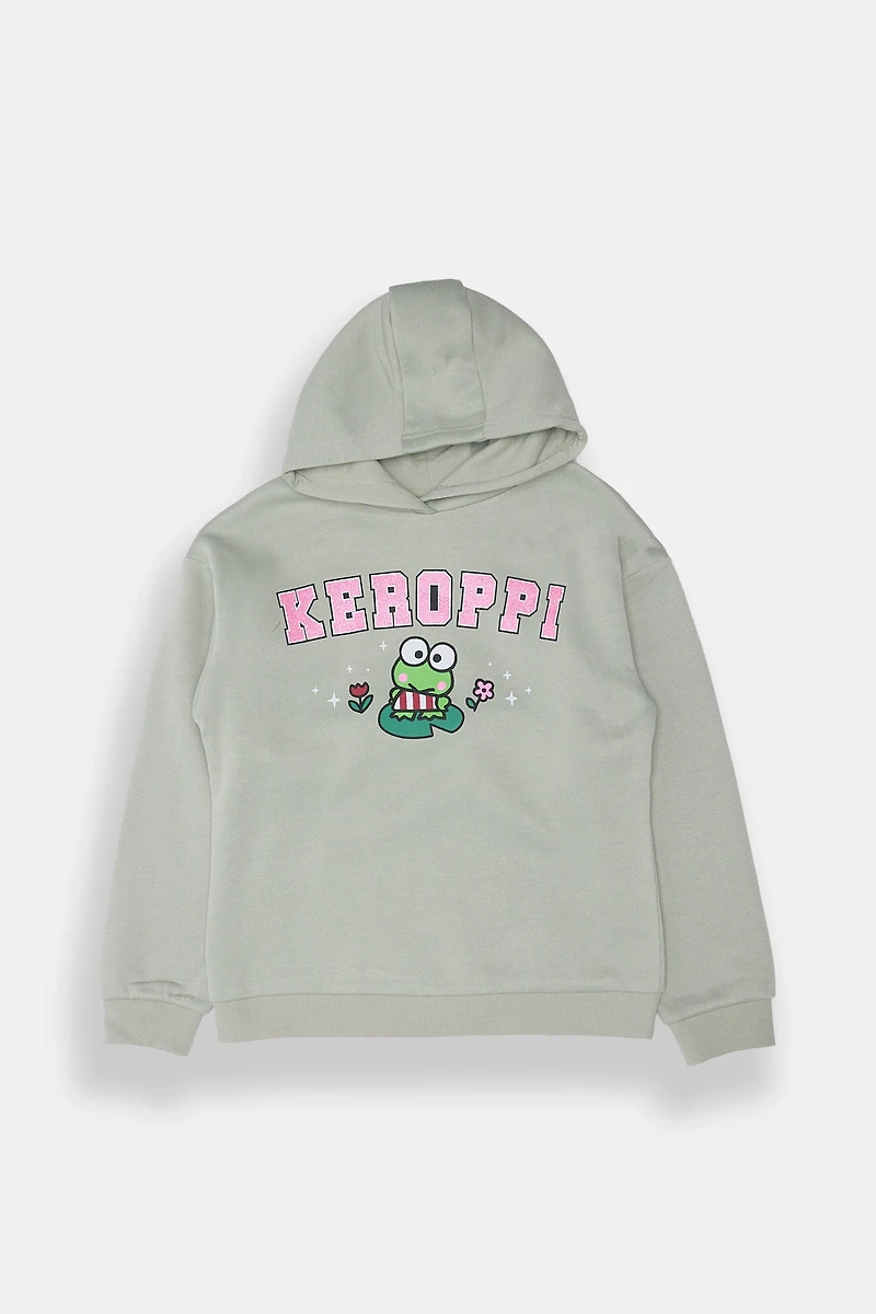 Girls Keroppi Graphic Hoodie - Sage /