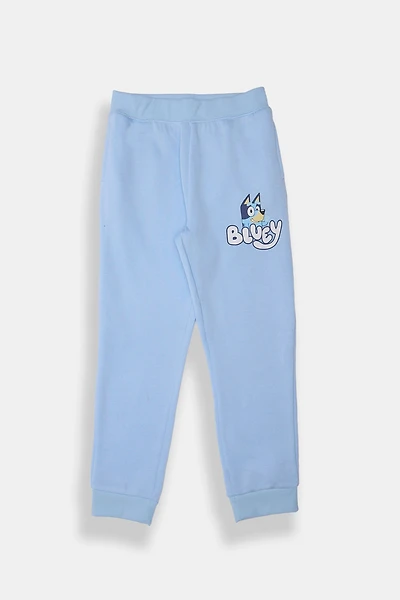 Girls Bluey Graphic Fleece Jogger - Light Blue /